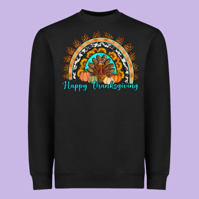 Happy Thanksgiving Rainbow Heavyweight Sweatshirt Designed By Artiststas