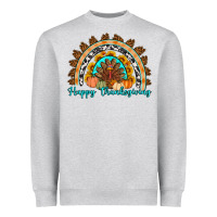 Heather Grey Happy thanksgiving rainbow Heavyweight Sweatshirt - Artiststas