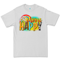Dove Grey Choose happy Premium Tee - NancyCooperArtShop