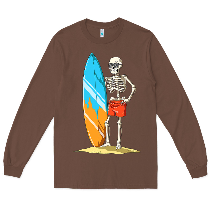 Surfing Skeleton Halloween Themed Surf Lovers Gift Long Sleeve Tee by longCreatives | Teevron