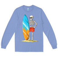 Colony Blue Surfing Skeleton Halloween Themed Surf Lovers Gift Long Sleeve Tee - longCreatives