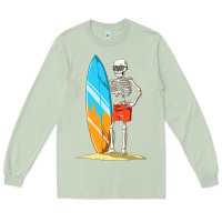 Matcha Surfing Skeleton Halloween Themed Surf Lovers Gift Long Sleeve Tee - longCreatives