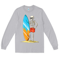 Moon Dust Surfing Skeleton Halloween Themed Surf Lovers Gift Long Sleeve Tee - longCreatives