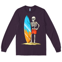 Plum Surfing Skeleton Halloween Themed Surf Lovers Gift Long Sleeve Tee - longCreatives