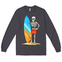 Smoke Surfing Skeleton Halloween Themed Surf Lovers Gift Long Sleeve Tee - longCreatives