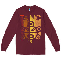 Burgundy Taino Sun Boricua Vintage Taino Gift of Puerto Rico Long Sleeve Tee - longCreatives