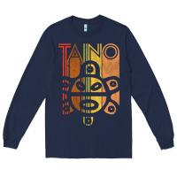 Navy Taino Sun Boricua Vintage Taino Gift of Puerto Rico Long Sleeve Tee - longCreatives