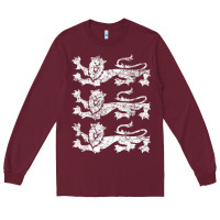 Burgundy Retro Three England Lions Vintage Souvenir Long Sleeve Tee - longCreatives
