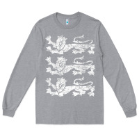 Heather Grey Retro Three England Lions Vintage Souvenir Long Sleeve Tee - longCreatives
