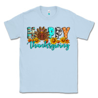 Dusty Blue Happy Thanksgiving Classic Tee - Artiststas