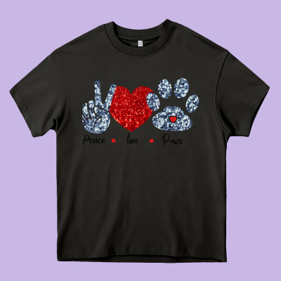 Peace Love Paws Heavy Core Tee Designed By Bettercallsaul