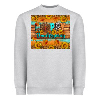 Heather Grey Happy Thanksgiving Heavyweight Sweatshirt - Artiststas