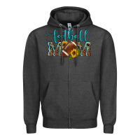 Charcoal Heather western leopard camouflage sunflowers  glitter mom football Zipper Hoodie - Artiststas