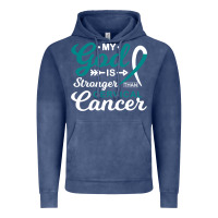 Vintage Denim My God is Stronger Than Cervical Cancer Awareness Warrior Vintage Hoodie - longCreatives