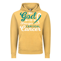 Vintage Mustard My God is Stronger Than Cervical Cancer Awareness Warrior Vintage Hoodie - longCreatives