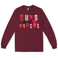 Burgundy Hugs and kisses Valentine's Day Long Sleeve Tee - FaDigitalArtStudio