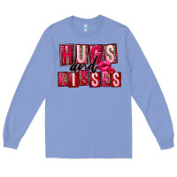 Colony Blue Hugs and kisses Valentine's Day Long Sleeve Tee - FaDigitalArtStudio