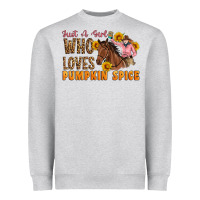Heather Grey Just A Girl Who Loves Pumpkin Spice Cowgirl Heavyweight Sweatshirt - Artiststas