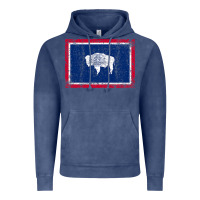 Vintage Denim State of Wyoming Flag Fun Vintage Retro Fall Hiking Vintage Hoodie - longCreatives