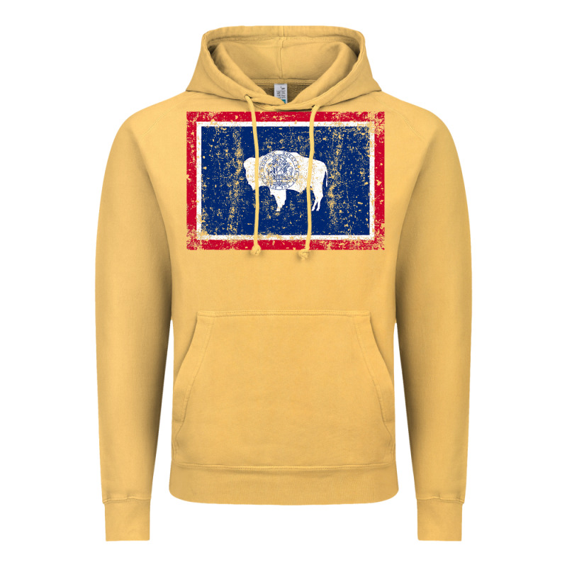 State Of Wyoming Flag Fun Vintage Retro Fall Hiking Vintage Hoodie by longCreatives | Teevron