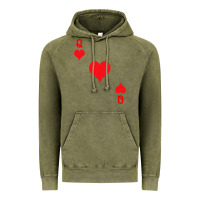 Vintage Olive Queen Of Hearts  Playing Card   Halloween Costume Vintage Hoodie - longCreatives
