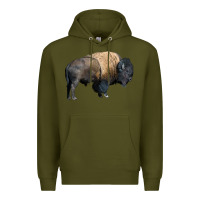 Army Green Bison Buffalo Premium Hoodie - LillyAllenDesigns