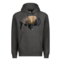 Charcoal Heather Bison Buffalo Premium Hoodie - LillyAllenDesigns