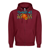 Burgundy western leopard camouflage sunflowers glitter mom basketball Zipper Hoodie - Artiststas