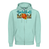 Seafoam western leopard camouflage sunflowers glitter mom basketball Zipper Hoodie - Artiststas