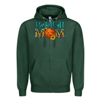 Sports Green western leopard camouflage sunflowers glitter mom basketball Zipper Hoodie - Artiststas