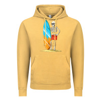 Vintage Mustard Surfing Skeleton Halloween Themed Surf Lovers Gift Vintage Hoodie - longCreatives