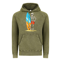 Vintage Olive Surfing Skeleton Halloween Themed Surf Lovers Gift Vintage Hoodie - longCreatives