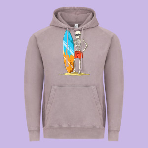 Surfing Skeleton Halloween Themed Surf Lovers Gift Vintage Hoodie Designed By Longcreatives