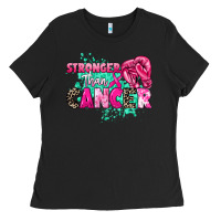 Black Stronger than Cancer Ladies Tee - HowdyJamesFarm
