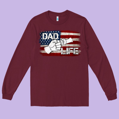 Dad Life With American Flag Long Sleeve Tee Designed By Jasminsmagicworld