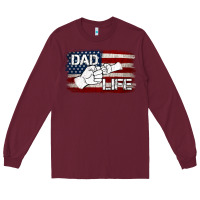 Burgundy Dad Life with American Flag Long Sleeve Tee - Jasminsmagicworld