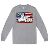 Heather Grey Dad Life with American Flag Long Sleeve Tee - Jasminsmagicworld