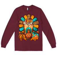 Burgundy Thanksgiving Cold Drink Frappe Long Sleeve Tee - FaDigitalArtStudio
