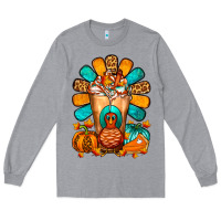 Heather Grey Thanksgiving Cold Drink Frappe Long Sleeve Tee - FaDigitalArtStudio