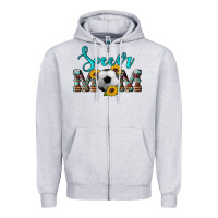 Heather Grey western leopard cowhide sunflowers  glitter mom soccer Zipper Hoodie - Artiststas
