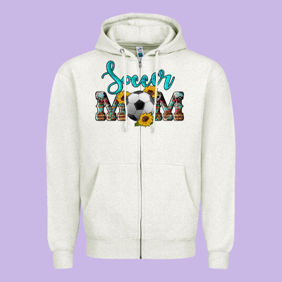 Western Leopard Cowhide Sunflowers  Glitter Mom Soccer Zipper Hoodie Designed By Artiststas