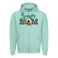 Seafoam western leopard cowhide sunflowers  glitter mom soccer Zipper Hoodie - Artiststas