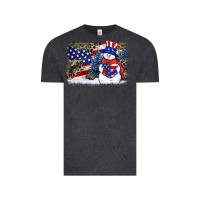 Vintage Black Patriotic snowman background 4th of july Vintage Tee - HowdyJamesFarm