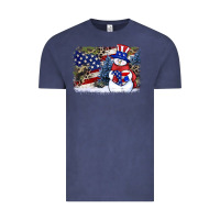 Vintage Denim Patriotic snowman background 4th of july Vintage Tee - HowdyJamesFarm