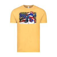 Vintage Mustard Patriotic snowman background 4th of july Vintage Tee - HowdyJamesFarm