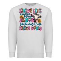 Dove Grey living life somewhere between jesus take the wheel Premium Sweatshirt - AdoDesignShop