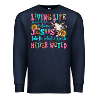 Navy living life somewhere between jesus take the wheel Premium Sweatshirt - AdoDesignShop