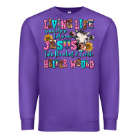 Purple living life somewhere between jesus take the wheel Premium Sweatshirt - AdoDesignShop