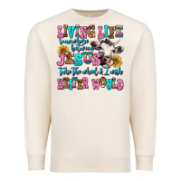 Sandshell living life somewhere between jesus take the wheel Premium Sweatshirt - AdoDesignShop