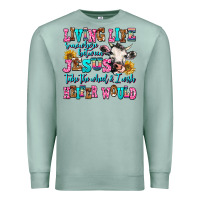 Seafoam living life somewhere between jesus take the wheel Premium Sweatshirt - AdoDesignShop